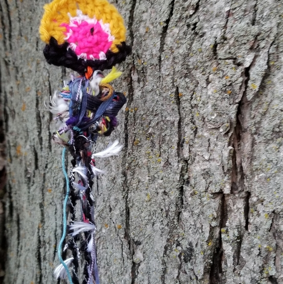 Crochet Ornament Art Oddities Evil Eye Fiber - Picture 7 of 8